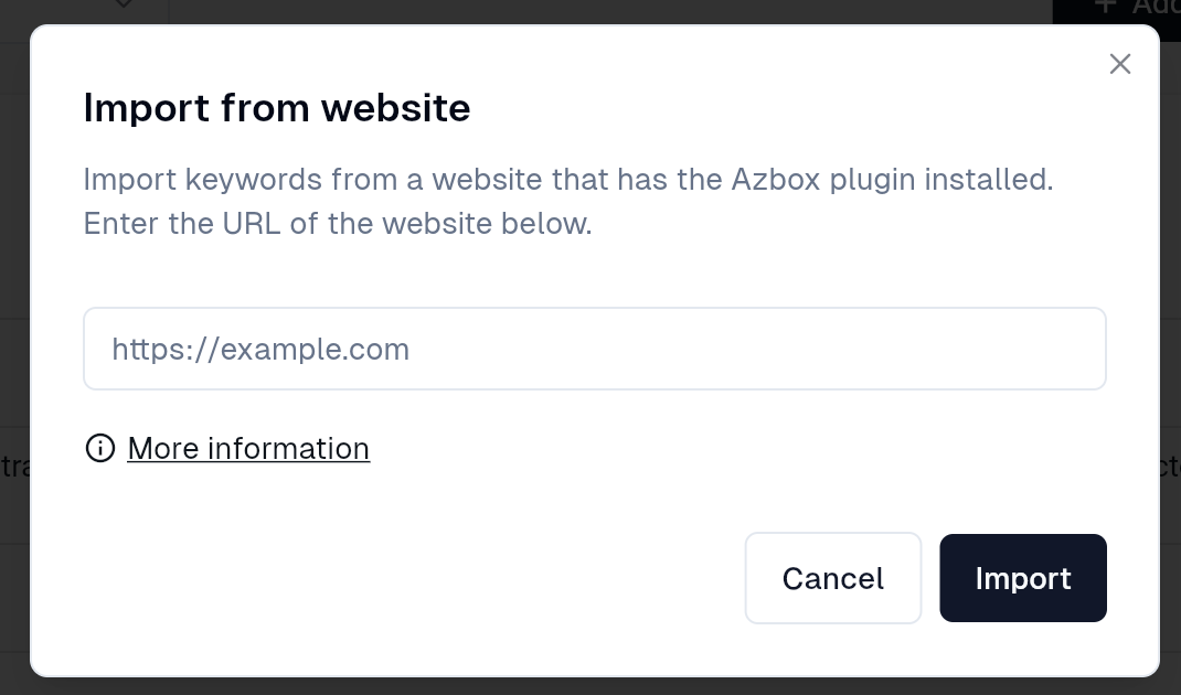 Import from Website Modal